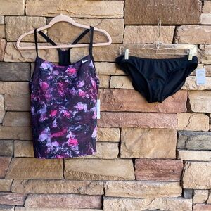 Nike purple pink black print tankini swimsuit Women Small & Large NWT